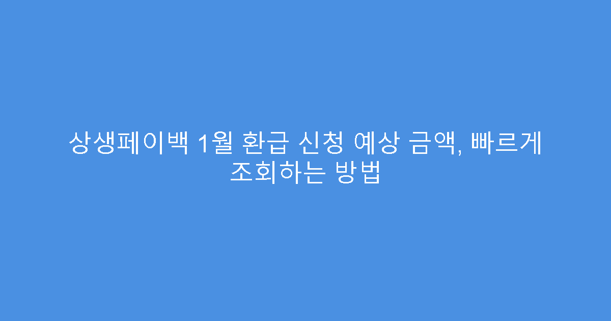 상생페이백 1월 환급 신청 예상 금액, 빠르게 조회하는 방법
