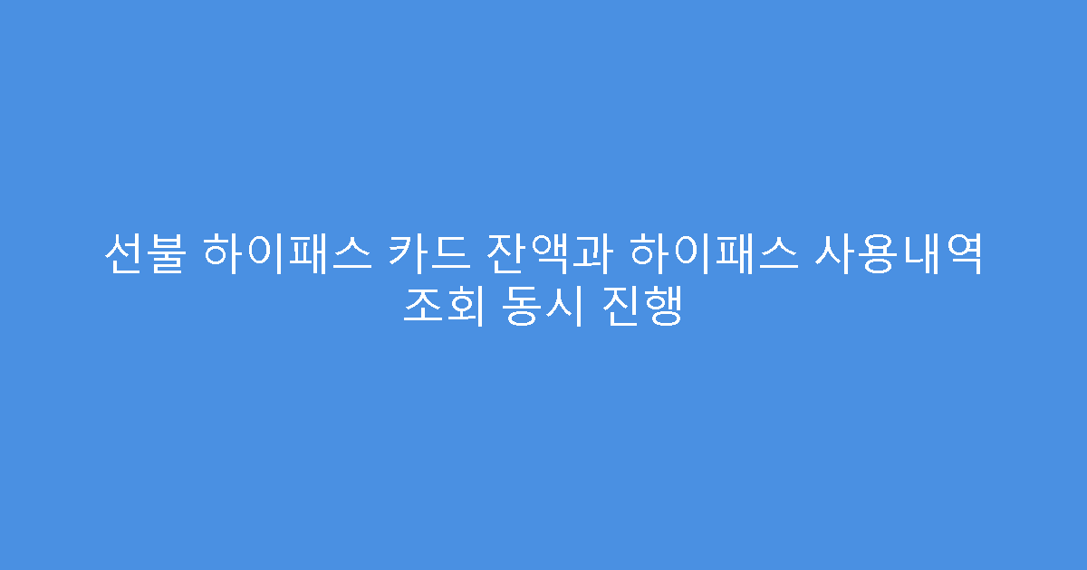 선불 하이패스 카드 잔액과 하이패스 사용내역 조회 동시 진행