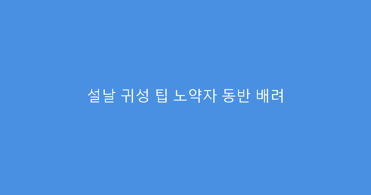 설날 귀성 팁 노약자 동반 배려