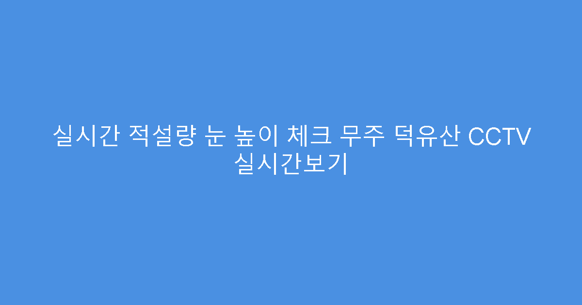 실시간 적설량 눈 높이 체크 무주 덕유산 CCTV 실시간보기