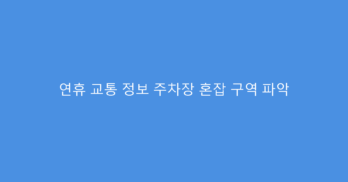 연휴 교통 정보 주차장 혼잡 구역 파악