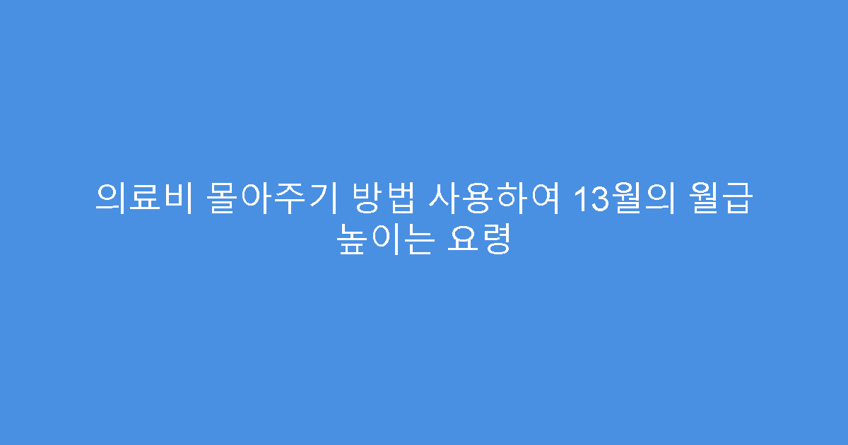 의료비 몰아주기 방법 사용하여 13월의 월급 높이는 요령