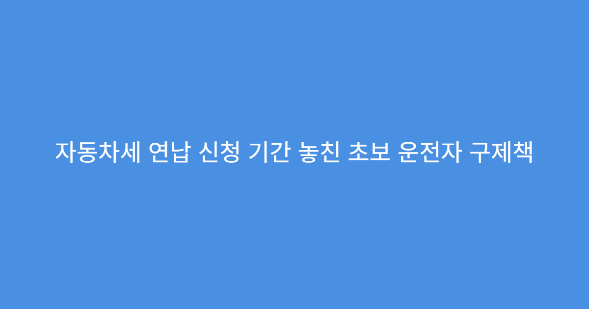 자동차세 연납 신청 기간 놓친 초보 운전자 구제책