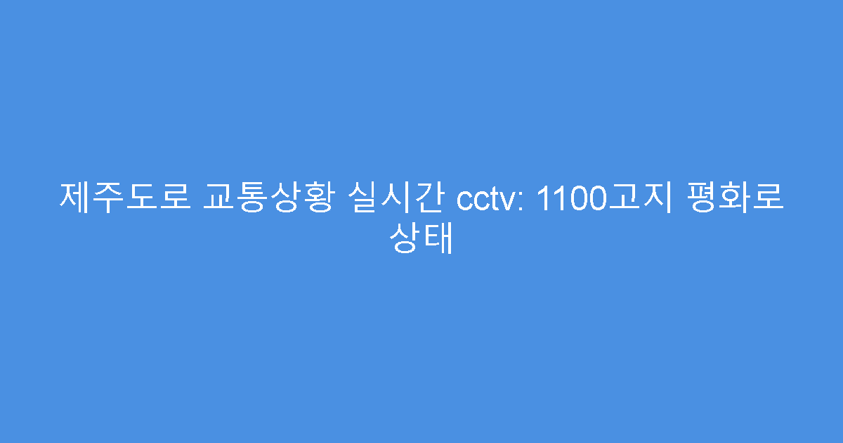 제주도로 교통상황 실시간 cctv: 1100고지 평화로 상태