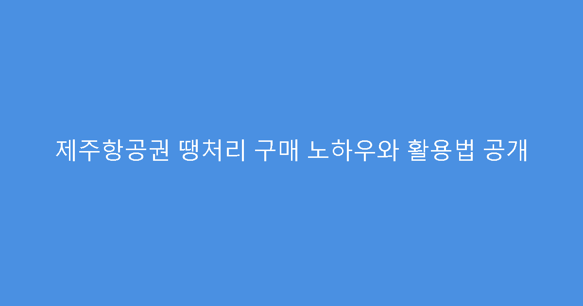 제주항공권 땡처리 구매 노하우와 활용법 공개