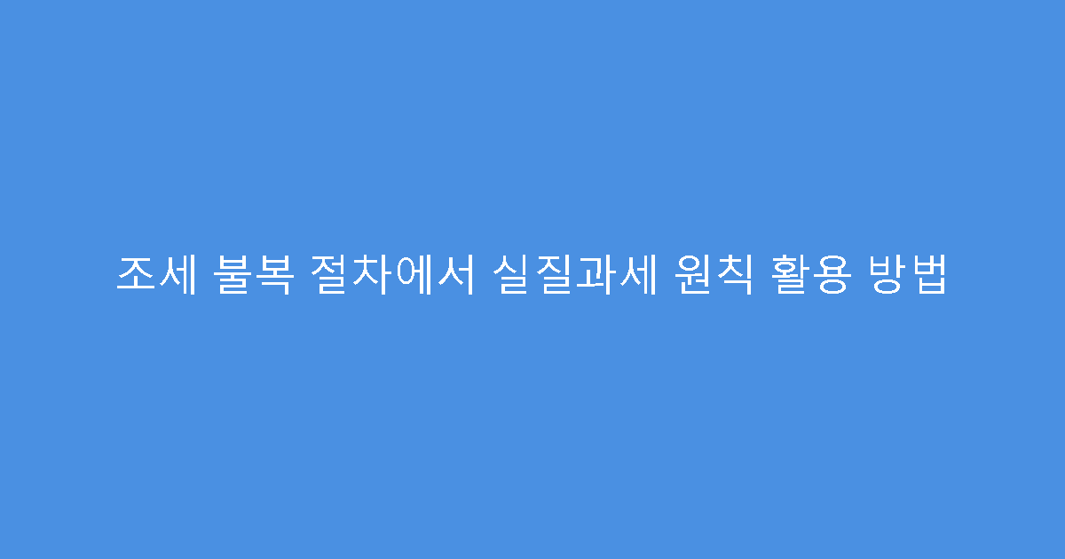 조세 불복 절차에서 실질과세 원칙 활용 방법