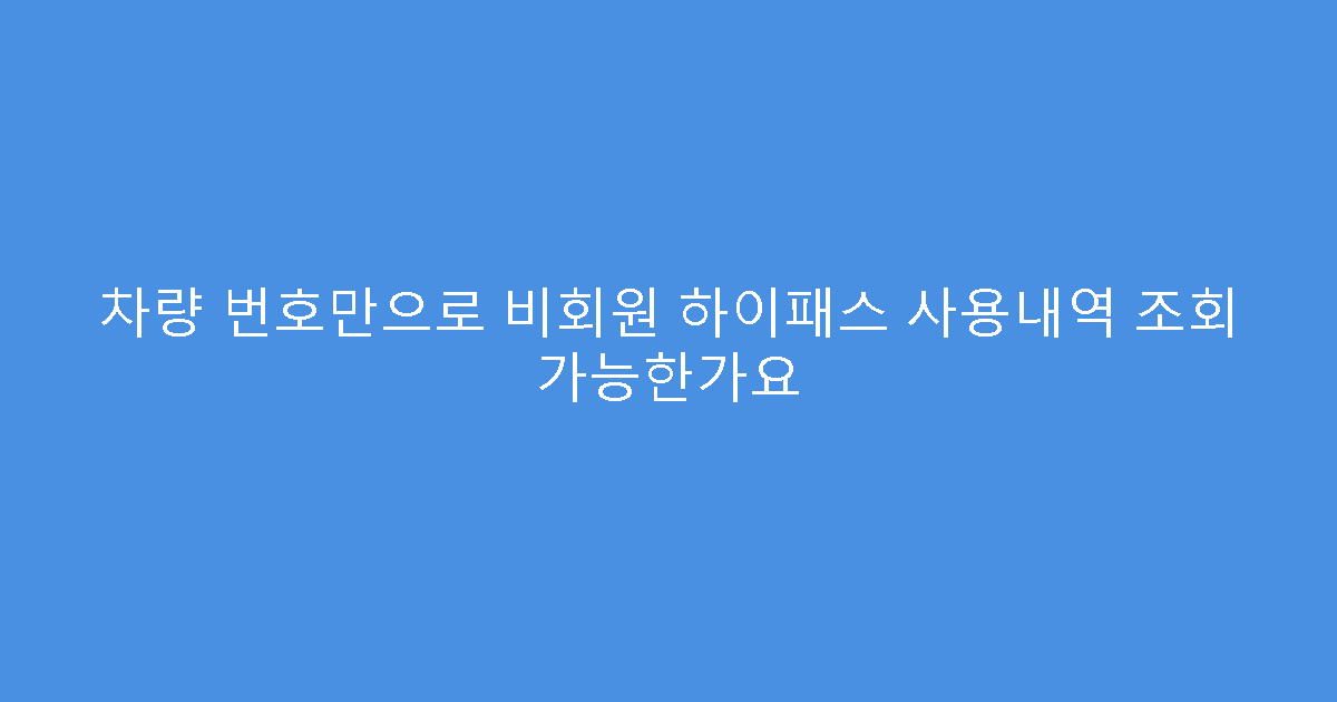 차량 번호만으로 비회원 하이패스 사용내역 조회 가능한가요