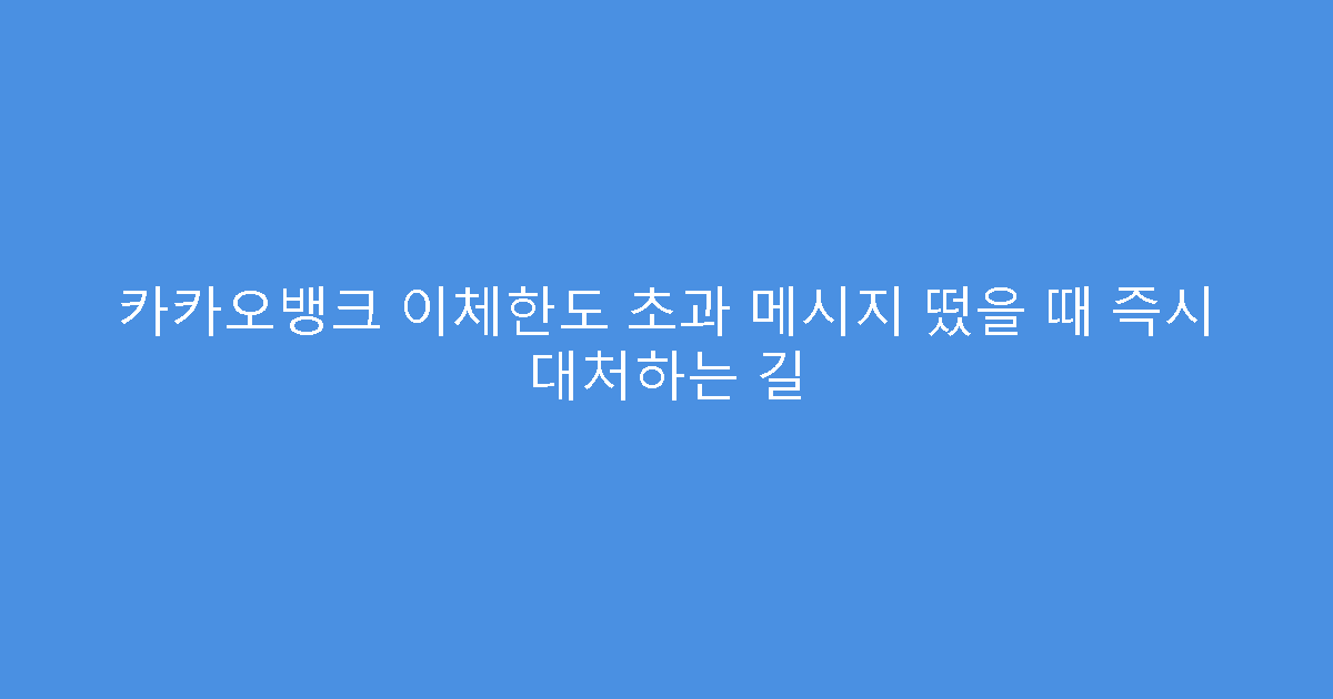 카카오뱅크 이체한도 초과 메시지 떴을 때 즉시 대처하는 길