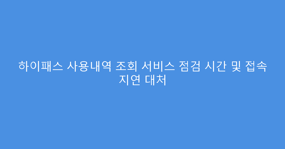 하이패스 사용내역 조회 서비스 점검 시간 및 접속 지연 대처