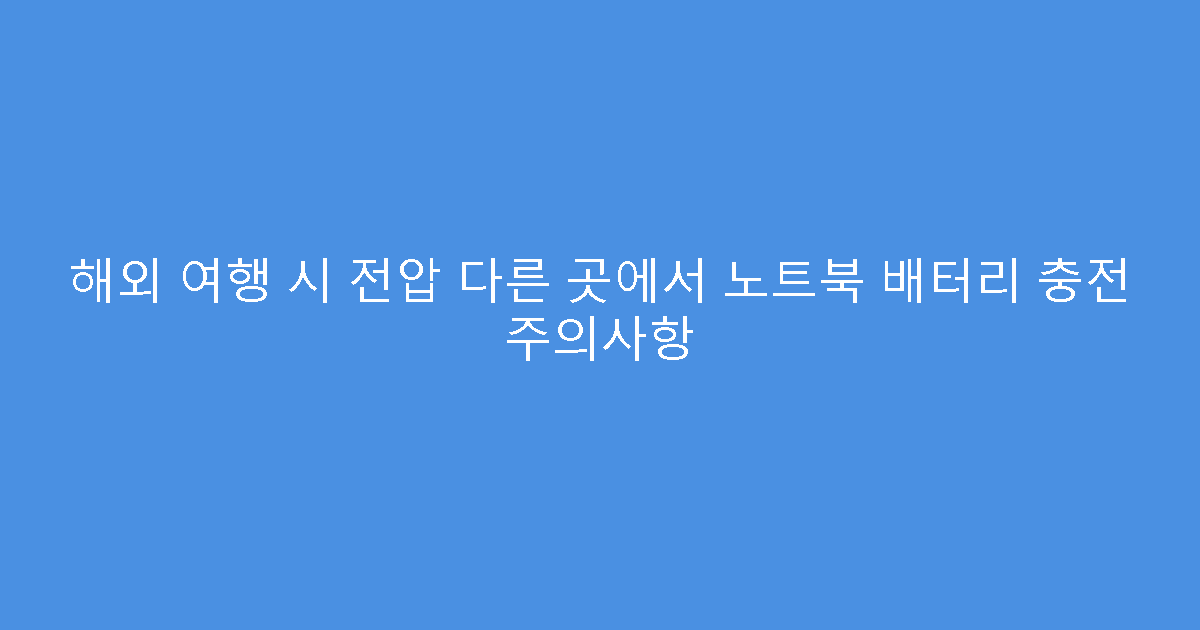 해외 여행 시 전압 다른 곳에서 노트북 배터리 충전 주의사항