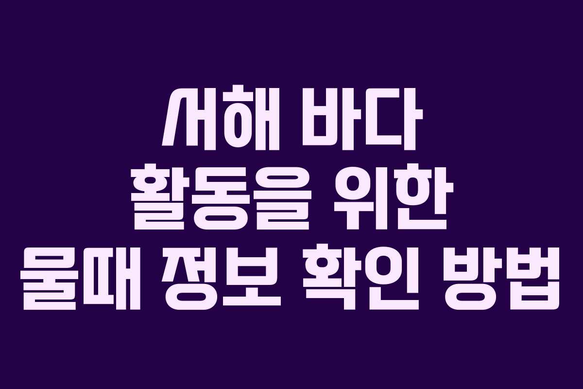 서해 바다 활동을 위한 물때 정보 확인 방법