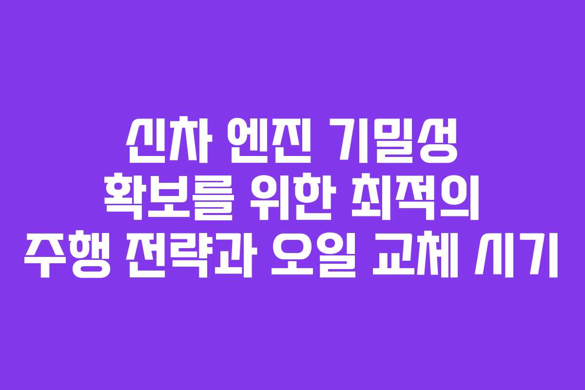 신차 엔진 기밀성 확보를 위한 최적의 주행 전략과 오일 교체 시기