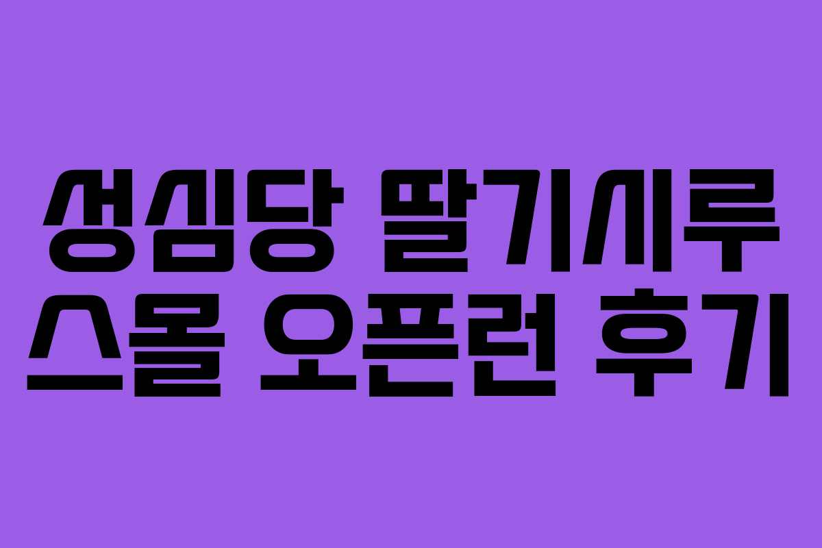 성심당 딸기시루 스몰 오픈런 후기