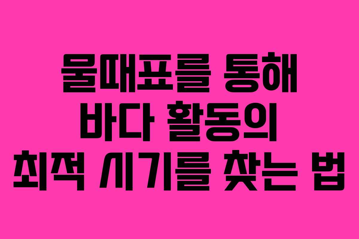 물때표를 통해 바다 활동의 최적 시기를 찾는 법