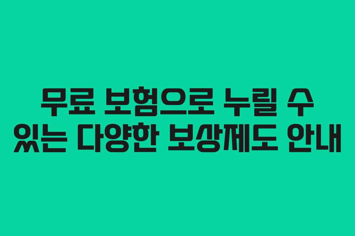 무료 보험으로 누릴 수 있는 다양한 보상제도 안내