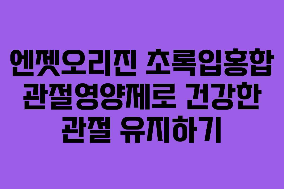 엔젯오리진 초록입홍합 관절영양제로 건강한 관절 유지하기