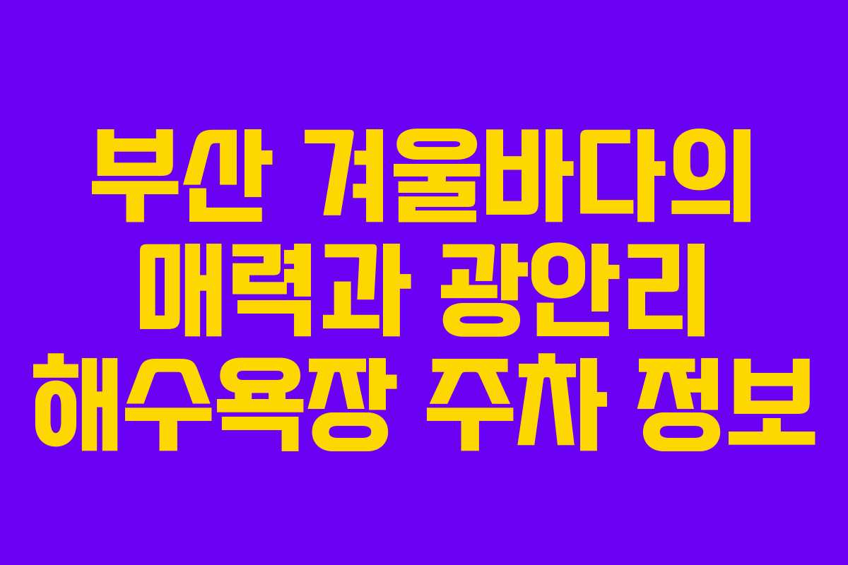 부산 겨울바다의 매력과 광안리 해수욕장 주차 정보