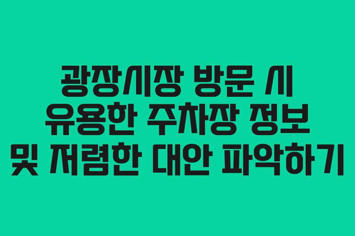 광장시장 방문 시 유용한 주차장 정보 및 저렴한 대안 파악하기
