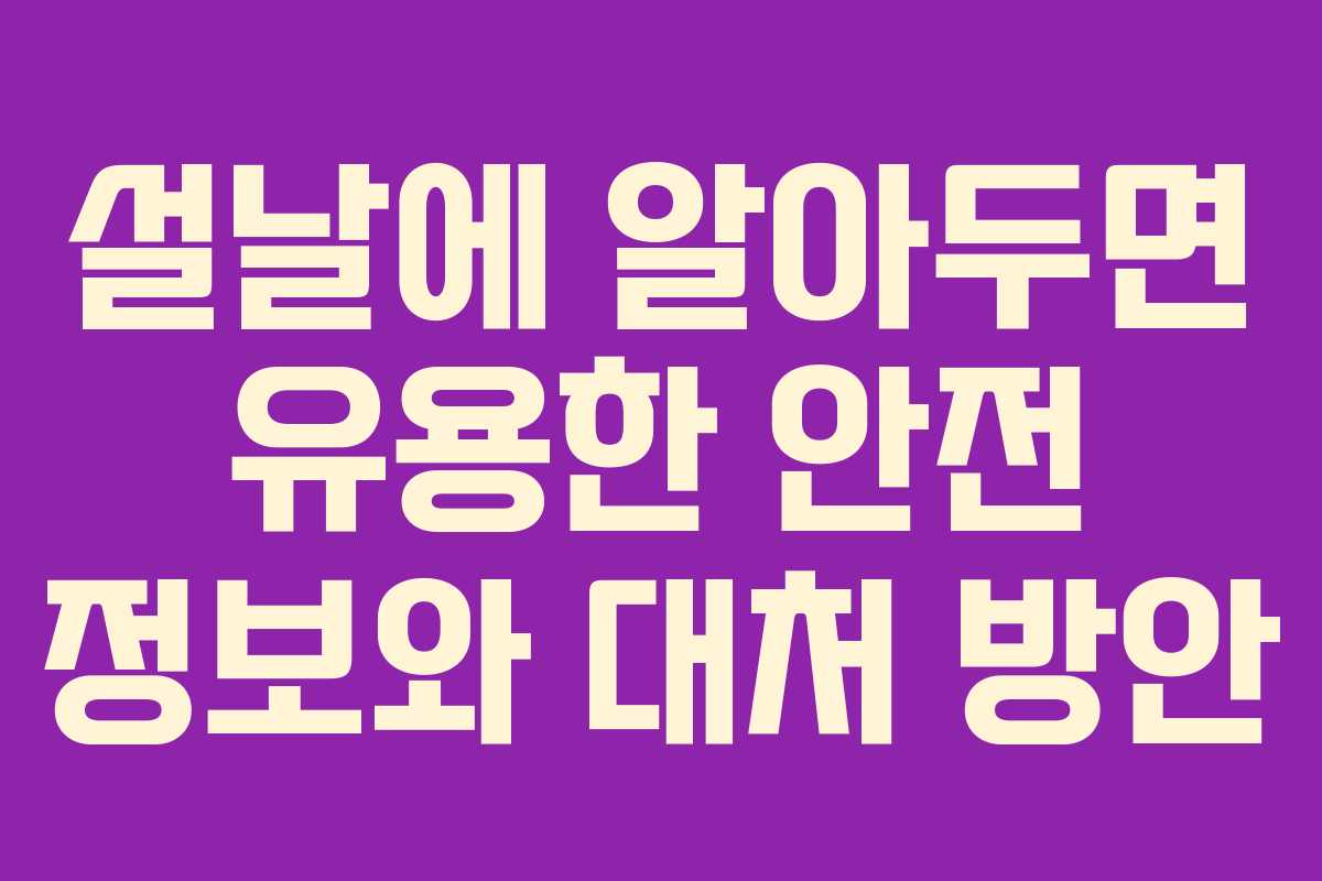 설날에 알아두면 유용한 안전 정보와 대처 방안