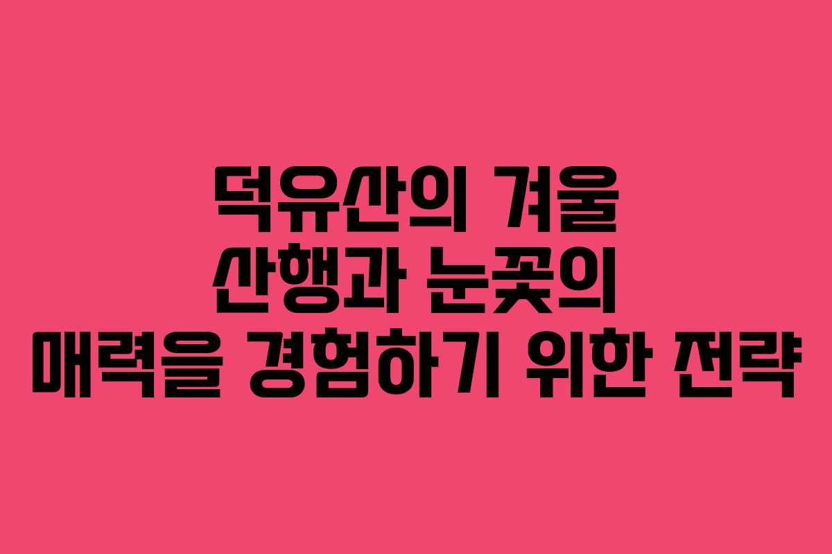 덕유산의 겨울 산행과 눈꽃의 매력을 경험하기 위한 전략