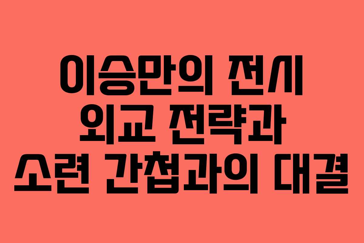 이승만의 전시 외교 전략과 소련 간첩과의 대결