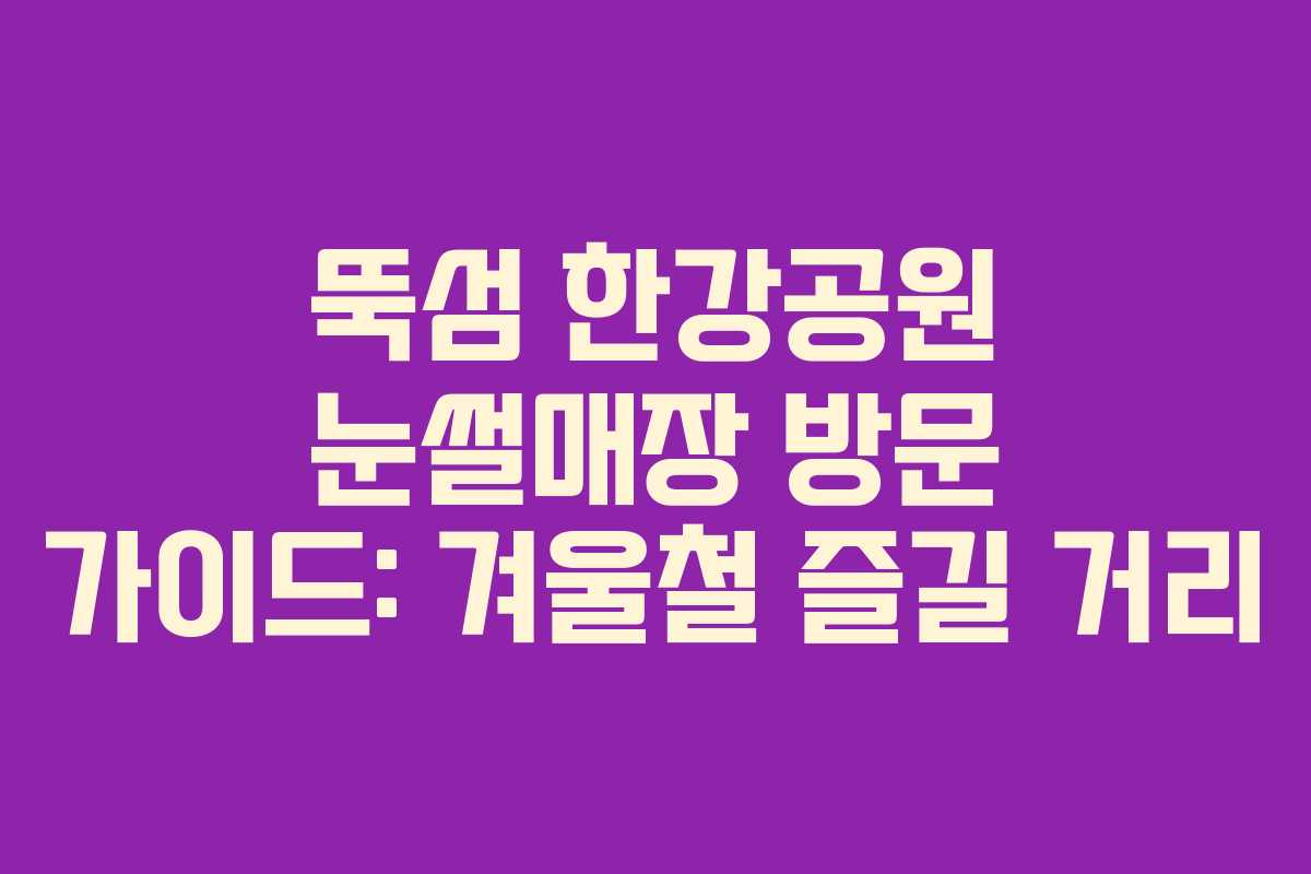 뚝섬 한강공원 눈썰매장 방문 가이드: 겨울철 즐길 거리