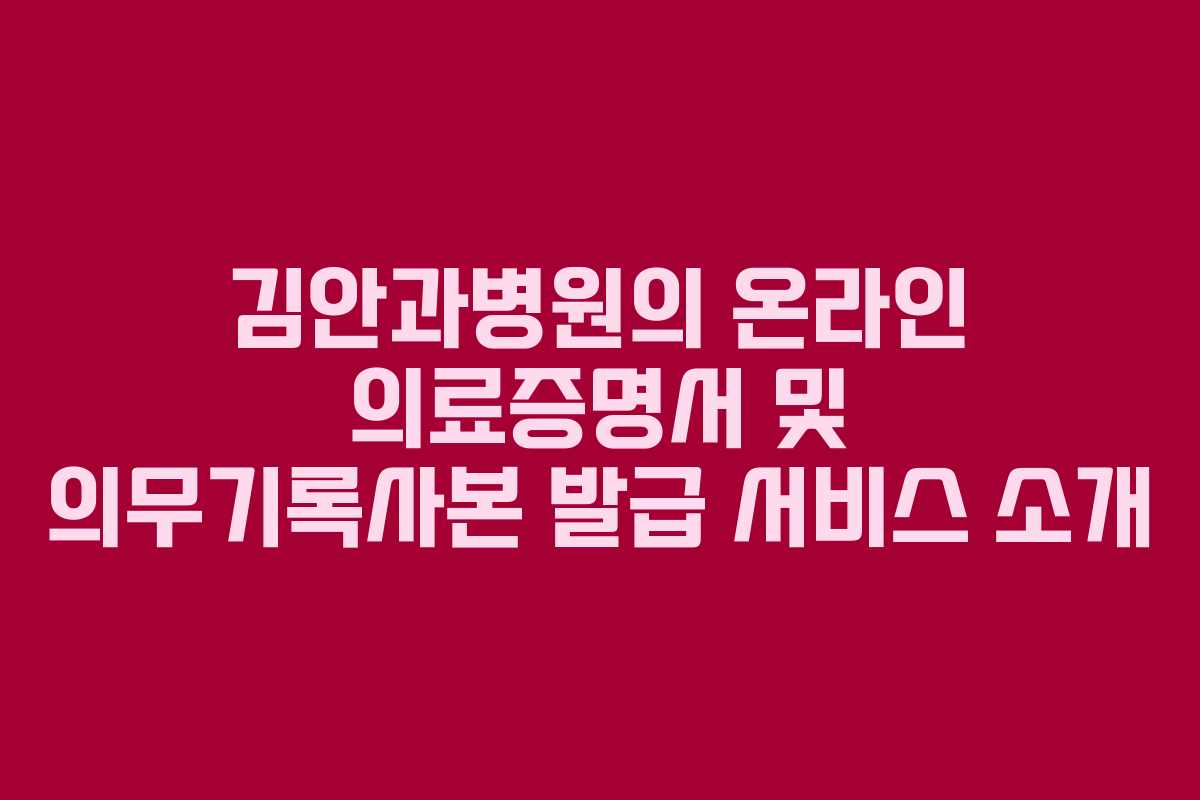 김안과병원의 온라인 의료증명서 및 의무기록사본 발급 서비스 소개