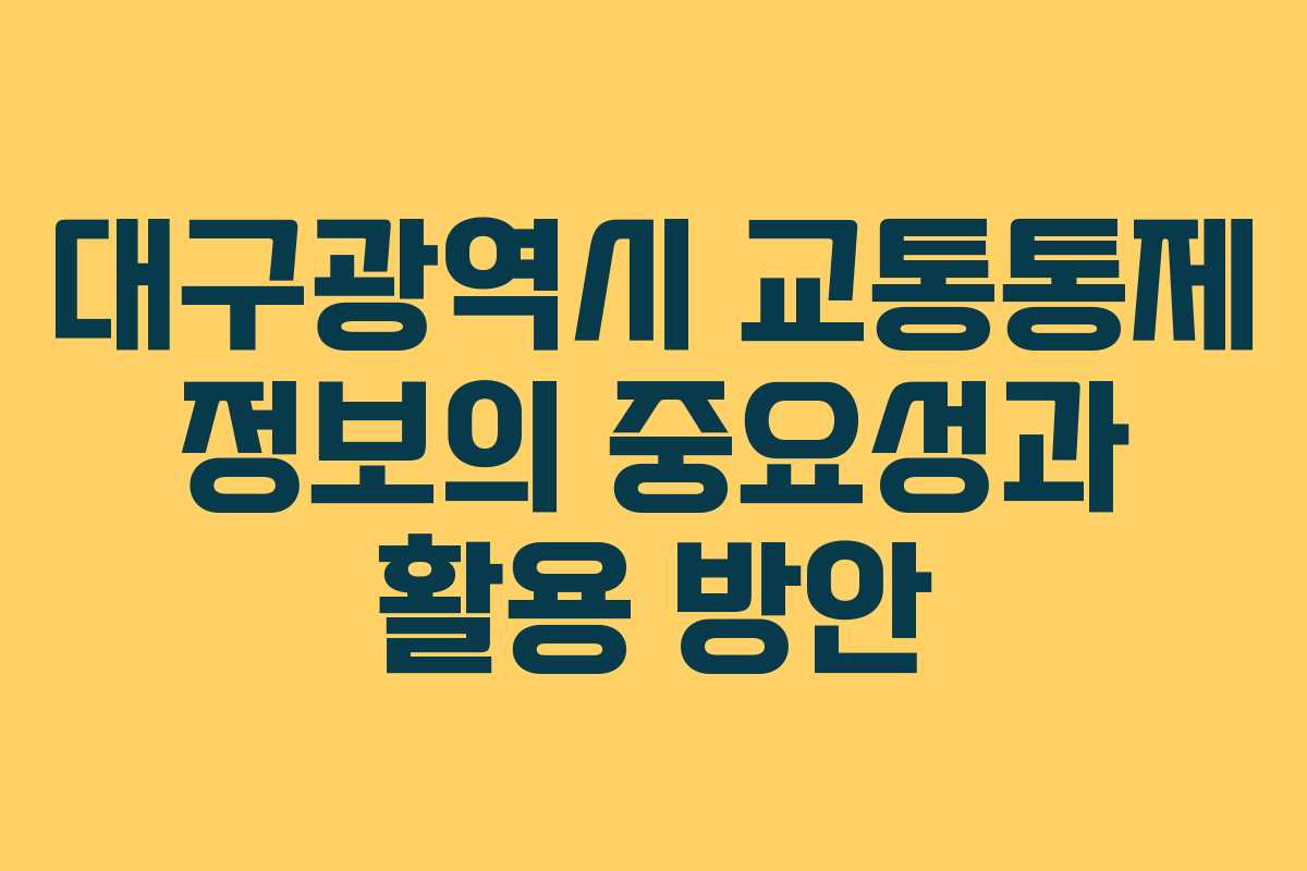 대구광역시 교통통제 정보의 중요성과 활용 방안