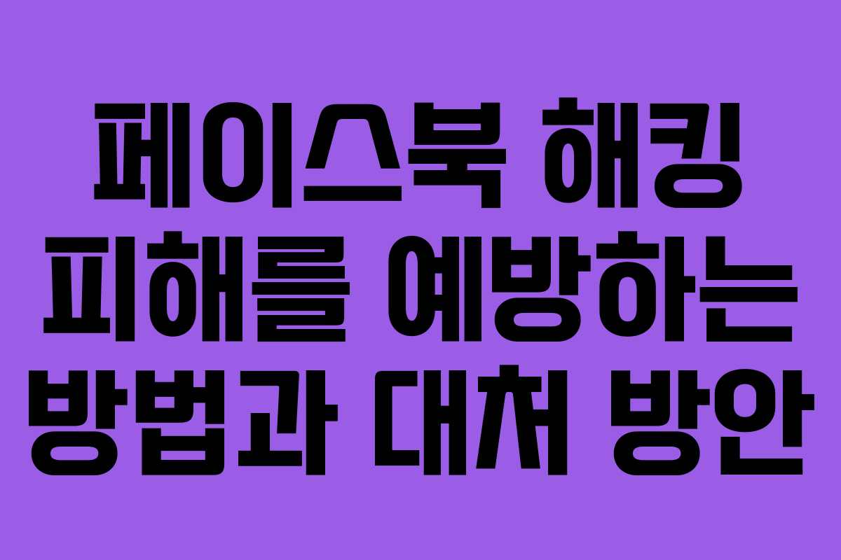 페이스북 해킹 피해를 예방하는 방법과 대처 방안