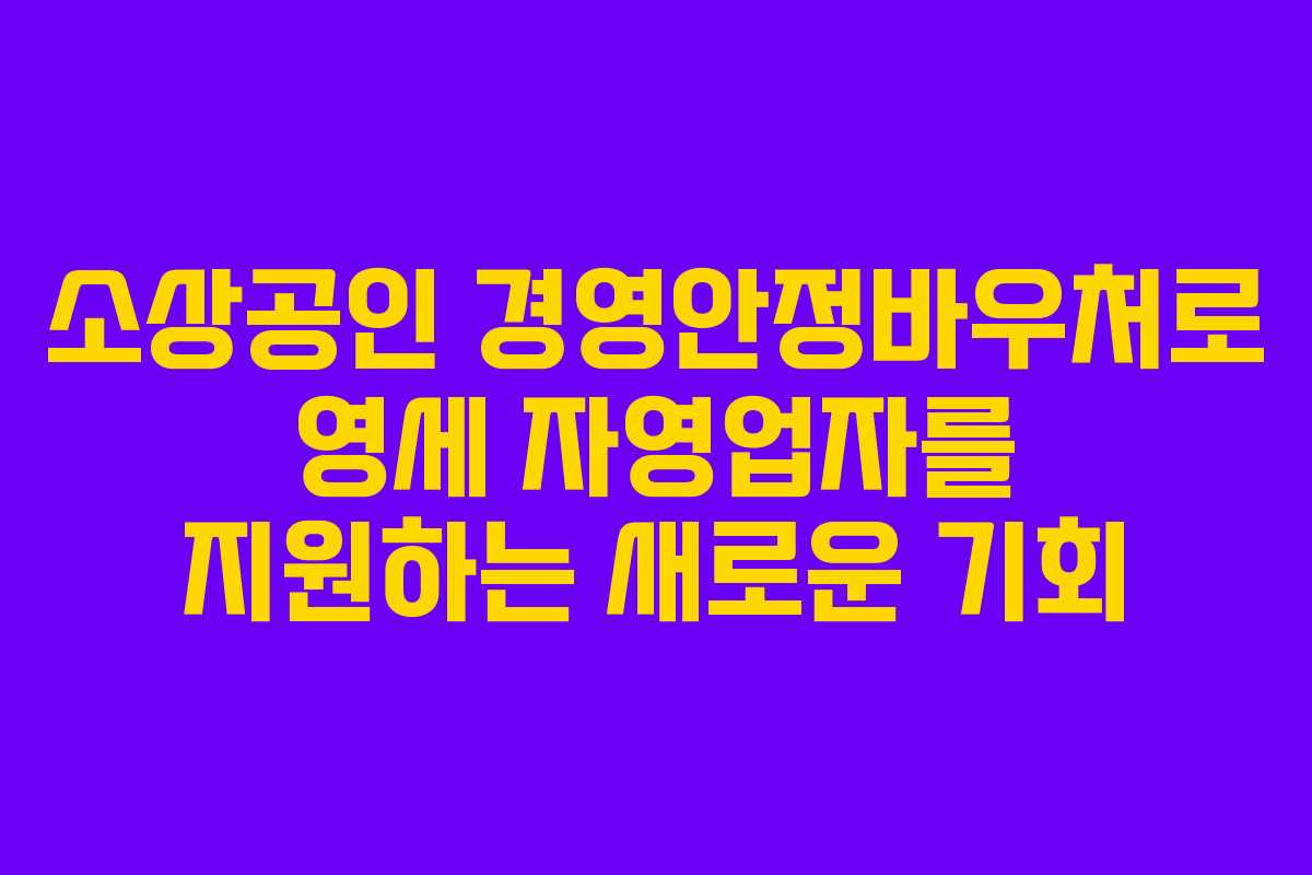소상공인 경영안정바우처로 영세 자영업자를 지원하는 새로운 기회