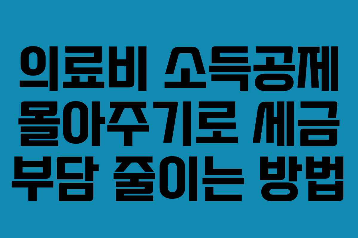 의료비 소득공제 몰아주기로 세금 부담 줄이는 방법