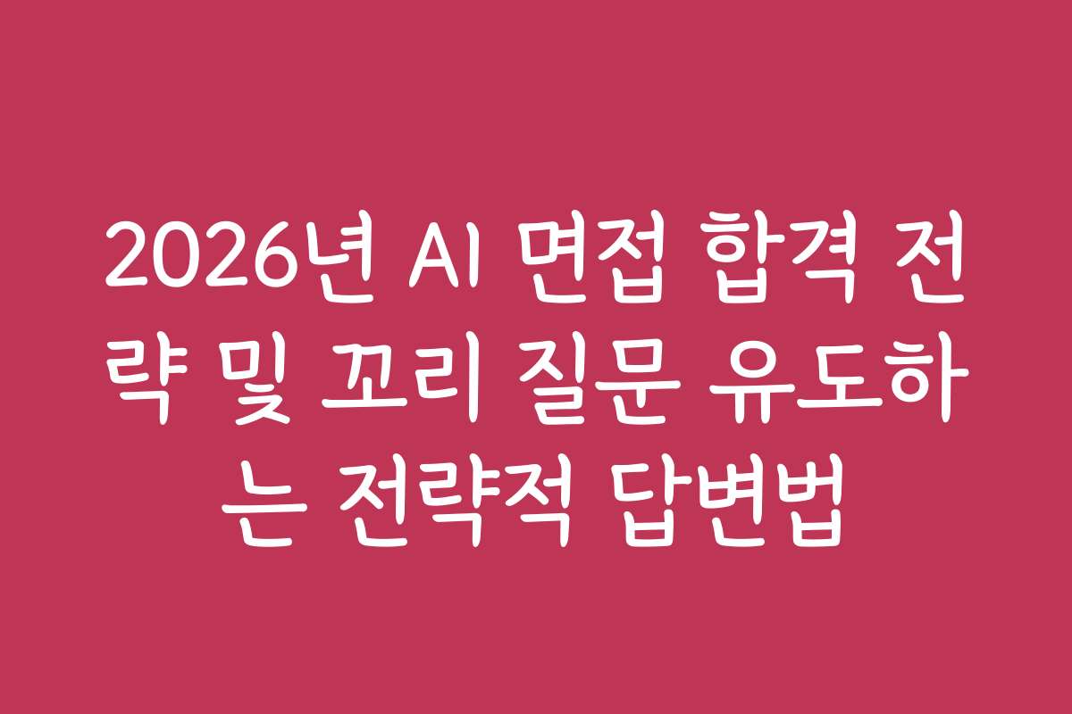 2026년 AI 면접 합격 전략 및 꼬리 질문 유도하는 전략적 답변법
