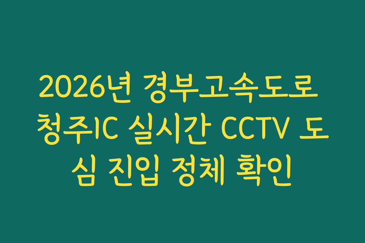 2026년 경부고속도로 청주IC 실시간 CCTV 도심 진입 정체 확인