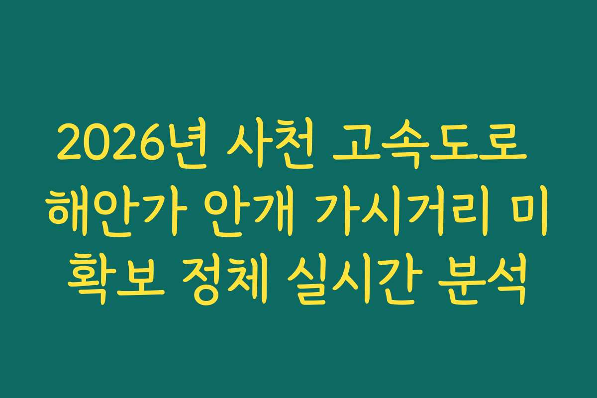 2026년 사천 고속도로 해안가 안개 가시거리 미확보 정체 실시간 분석