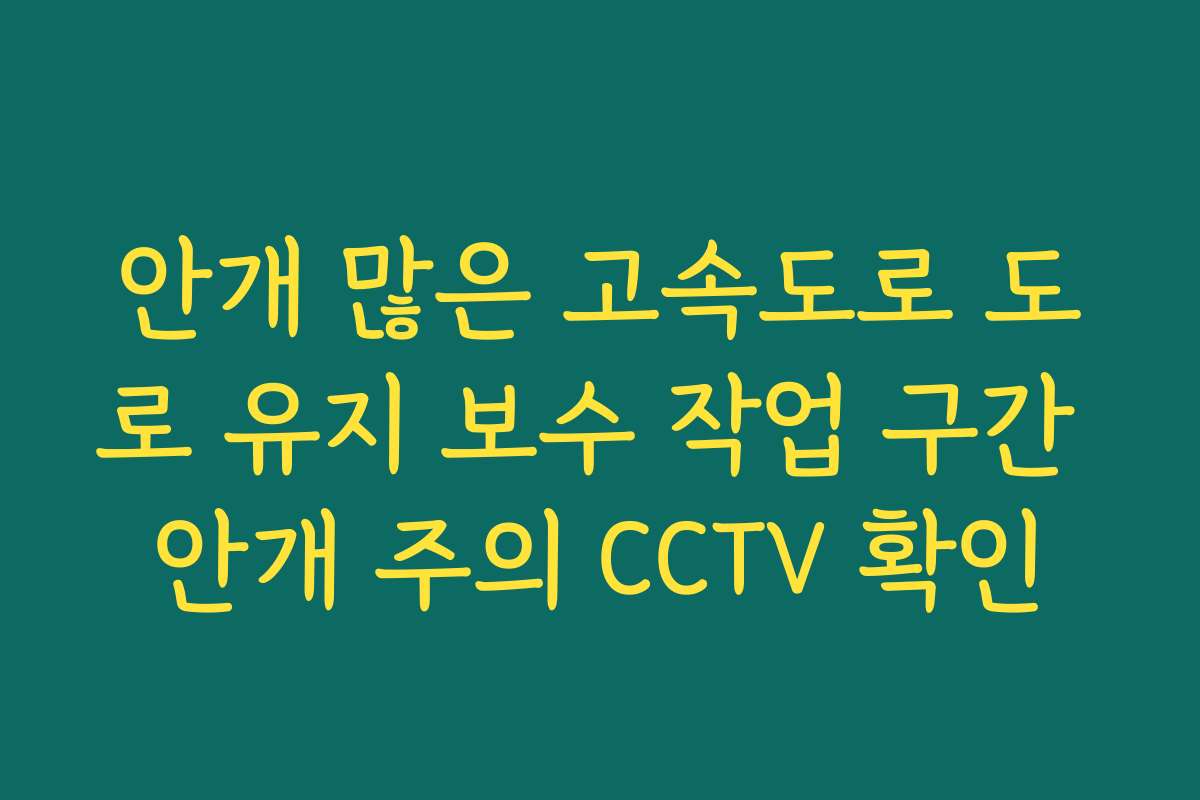 안개 많은 고속도로 도로 유지 보수 작업 구간 안개 주의 CCTV 확인