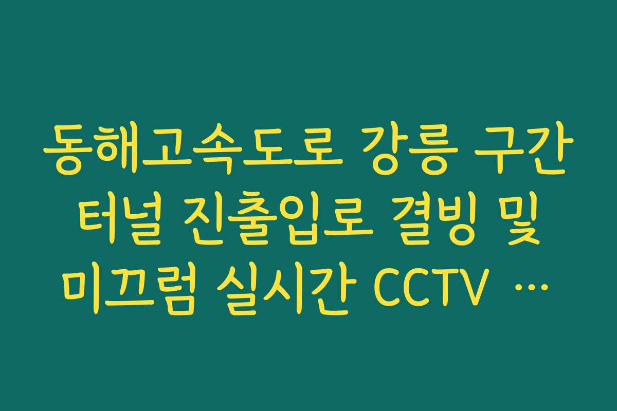 동해고속도로 강릉 구간 터널 진출입로 결빙 및 미끄럼 실시간 CCTV 확인