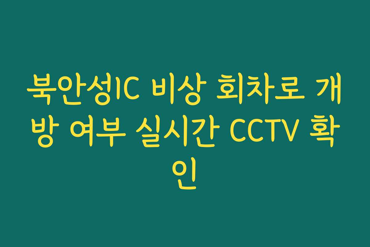 북안성IC 비상 회차로 개방 여부 실시간 CCTV 확인
