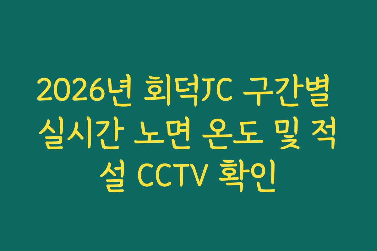 2026년 회덕JC 구간별 실시간 노면 온도 및 적설 CCTV 확인