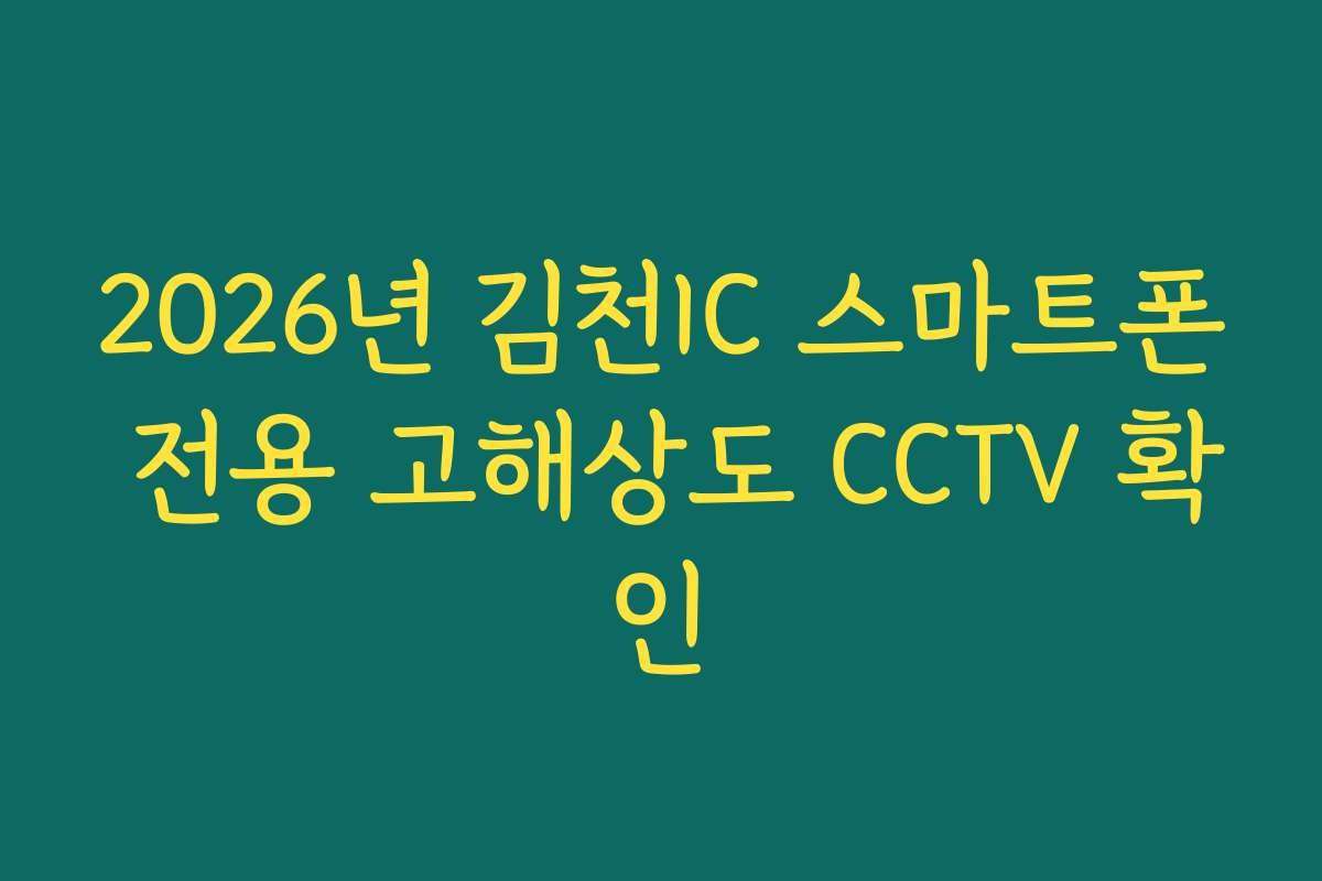 2026년 김천IC 스마트폰 전용 고해상도 CCTV 확인