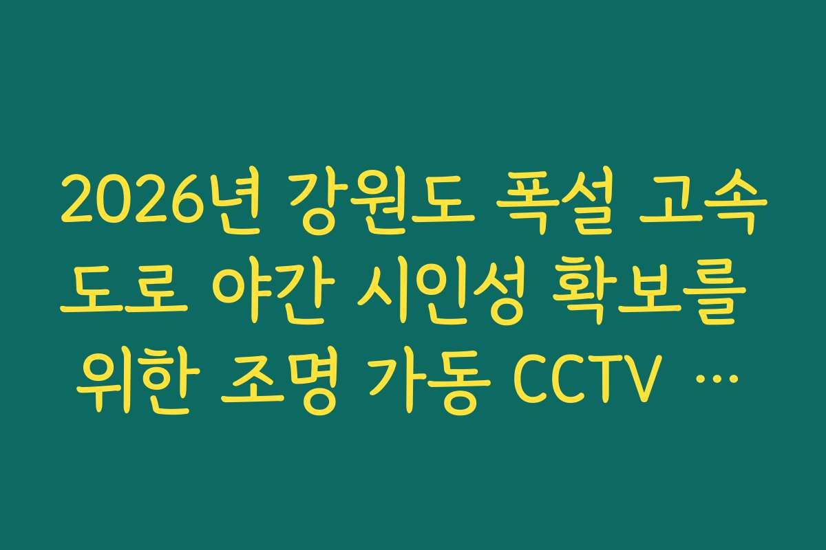 2026년 강원도 폭설 고속도로 야간 시인성 확보를 위한 조명 가동 CCTV 확인
