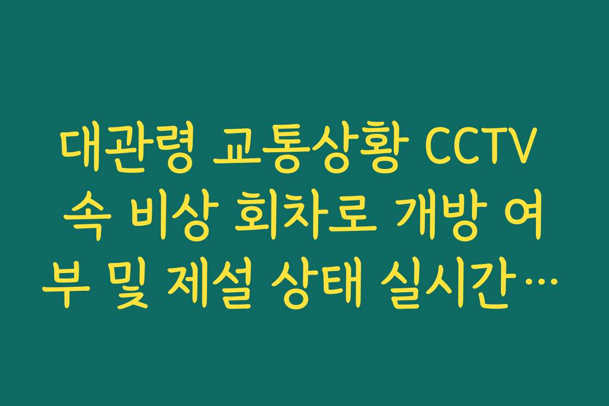 대관령 교통상황 CCTV 속 비상 회차로 개방 여부 및 제설 상태 실시간 가이드