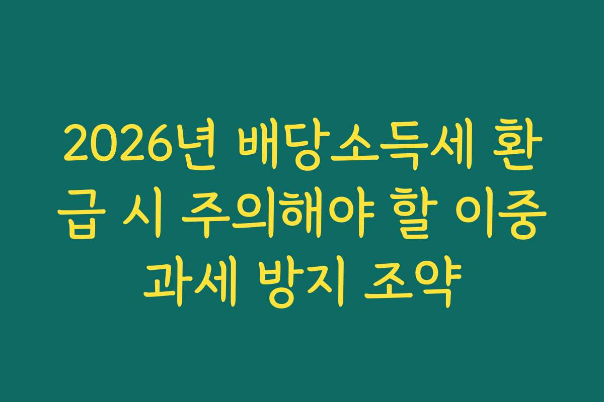 2026년 배당소득세 환급 시 주의해야 할 이중과세 방지 조약