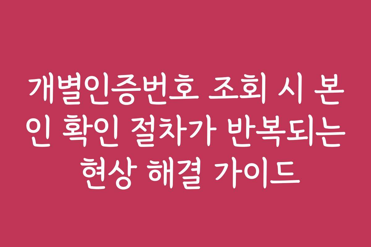 개별인증번호 조회 시 본인 확인 절차가 반복되는 현상 해결 가이드