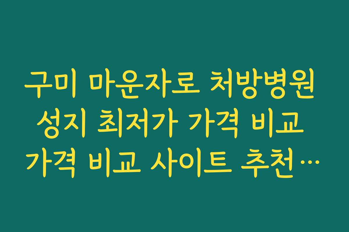 구미 마운자로 처방병원 성지 최저가 가격 비교 가격 비교 사이트 추천과 활용법
