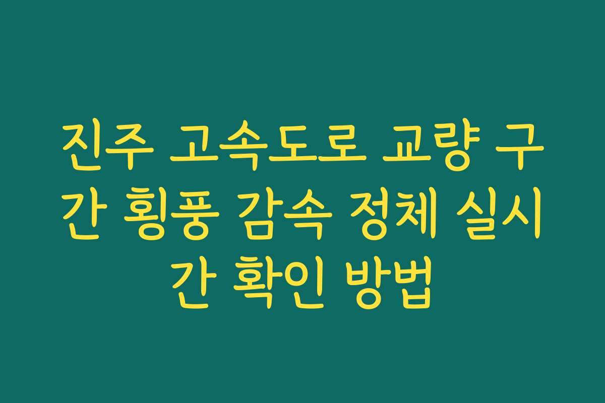 진주 고속도로 교량 구간 횡풍 감속 정체 실시간 확인 방법