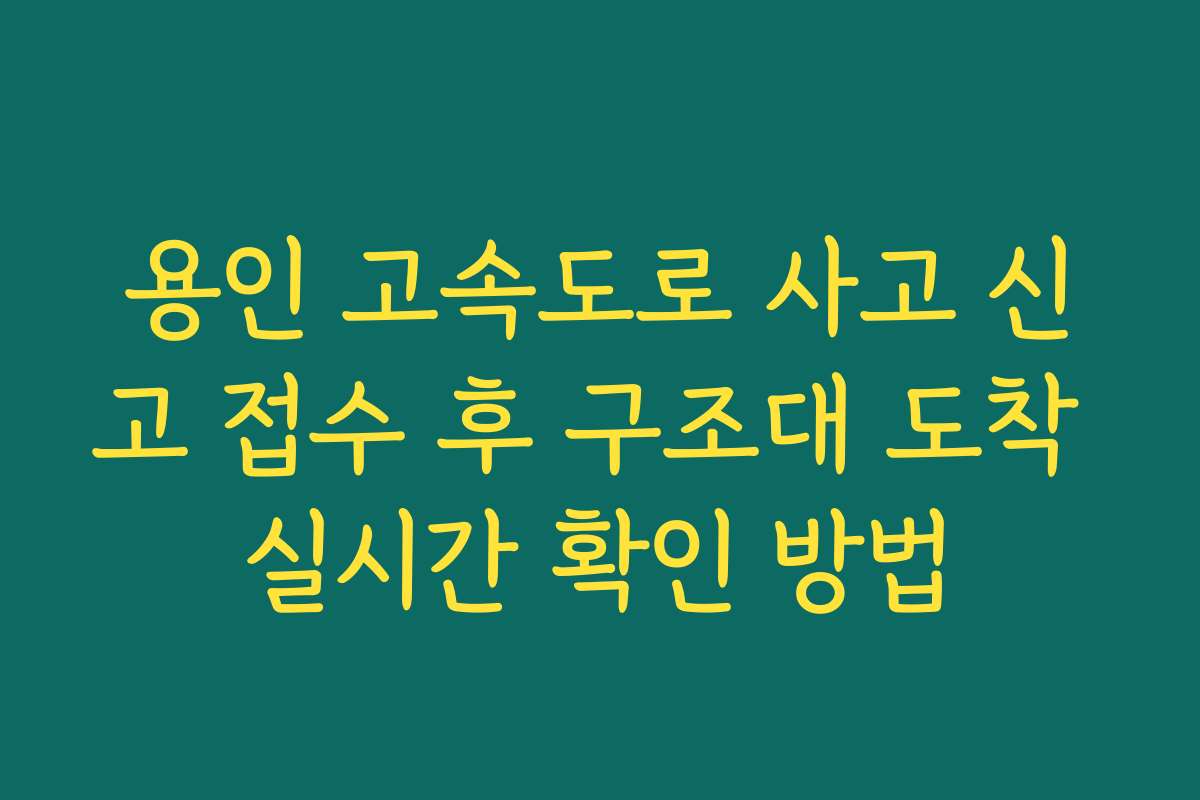 용인 고속도로 사고 신고 접수 후 구조대 도착 실시간 확인 방법