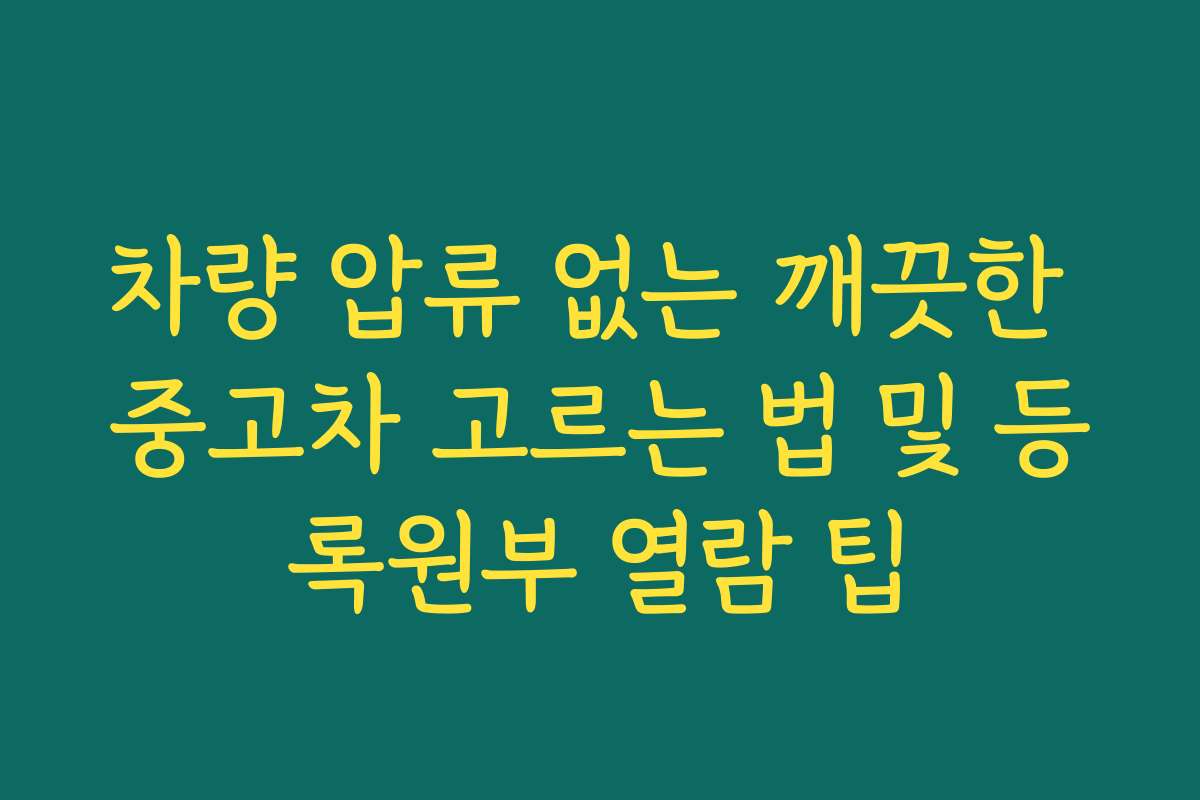 차량 압류 없는 깨끗한 중고차 고르는 법 및 등록원부 열람 팁