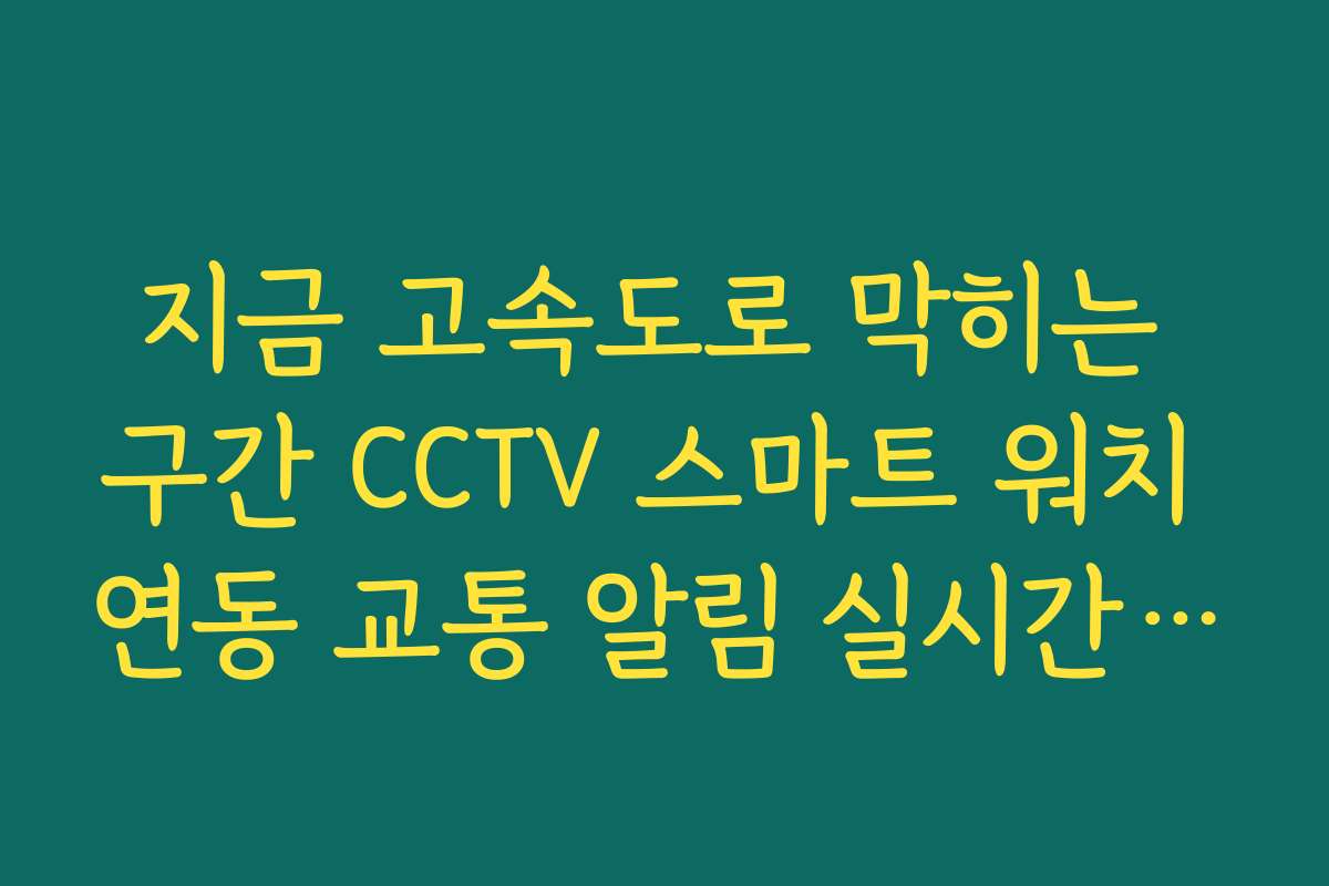 지금 고속도로 막히는 구간 CCTV 스마트 워치 연동 교통 알림 실시간 수신법