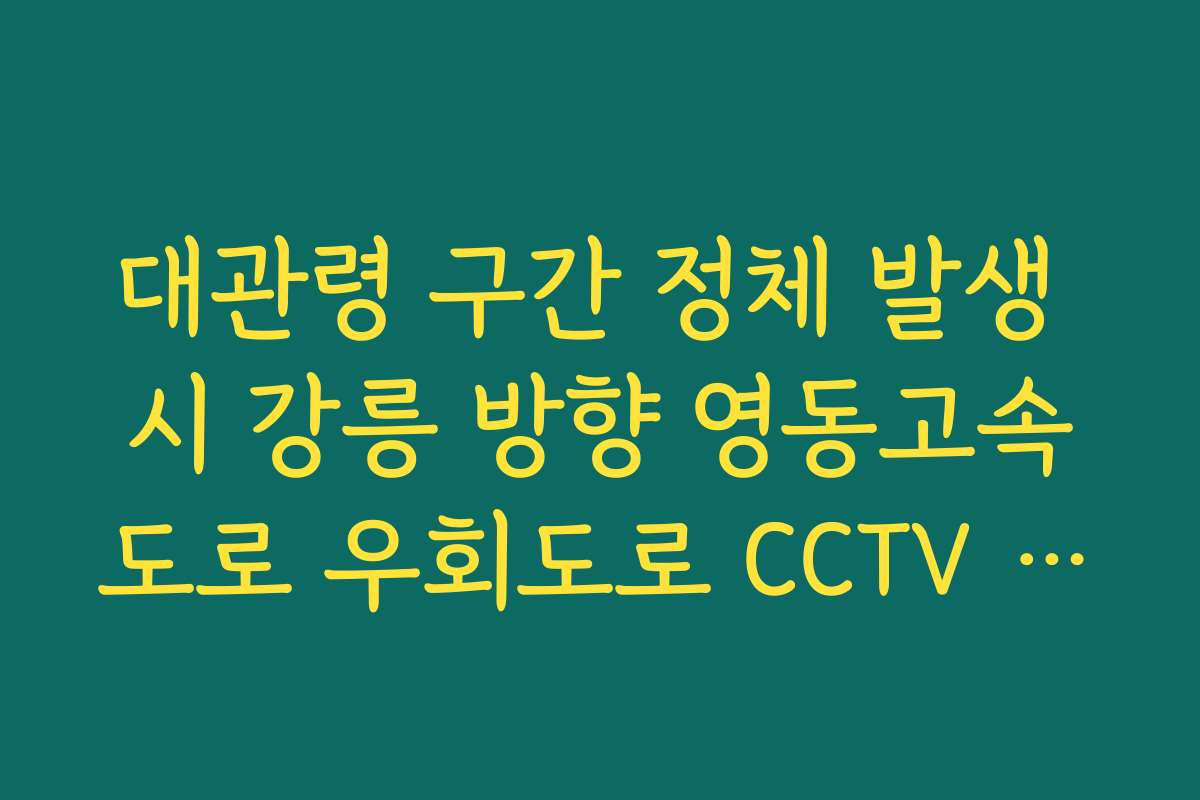 대관령 구간 정체 발생 시 강릉 방향 영동고속도로 우회도로 CCTV 확인