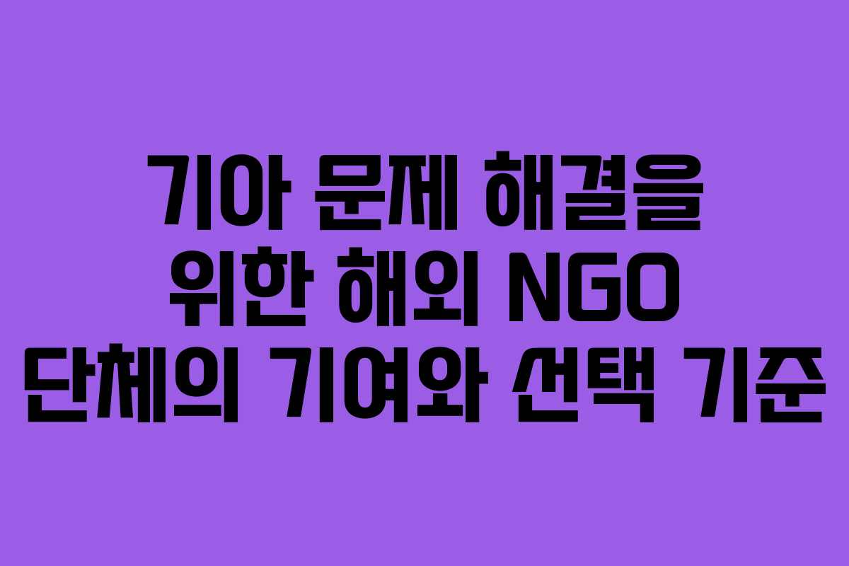 기아 문제 해결을 위한 해외 NGO 단체의 기여와 선택 기준